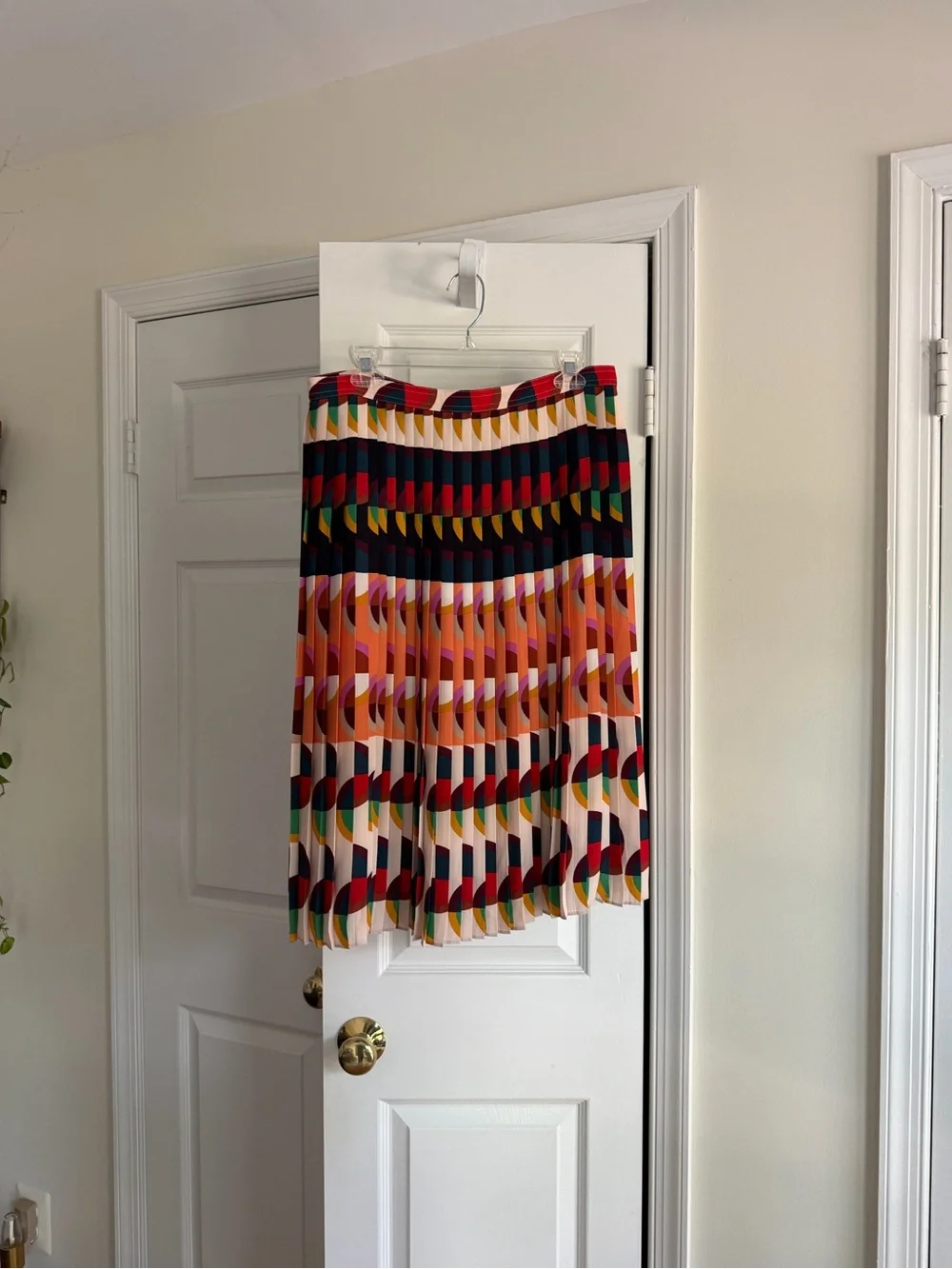 J.Crew Pleated Midi Skirt Size 10 Multicolor Geometric Print